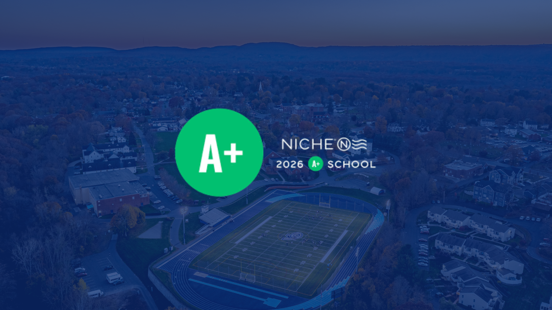 Niche Ranking A+ fir 2026 Niche Reviews, Photo of Cheshire Academy with blue overlay